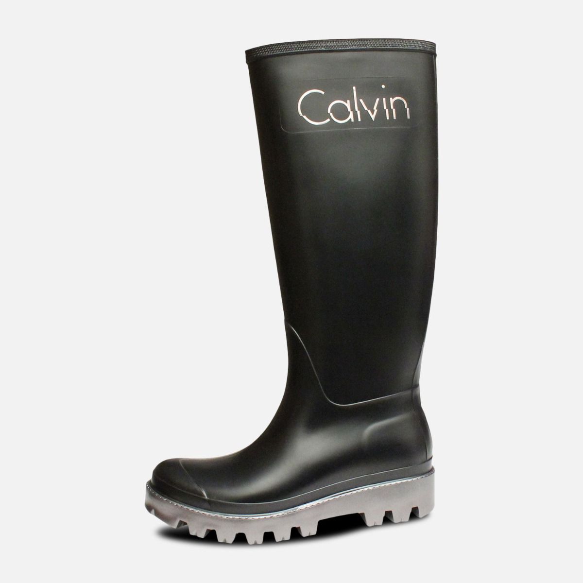 Black & Silver Calvin Klein Eliza Wellington Boots