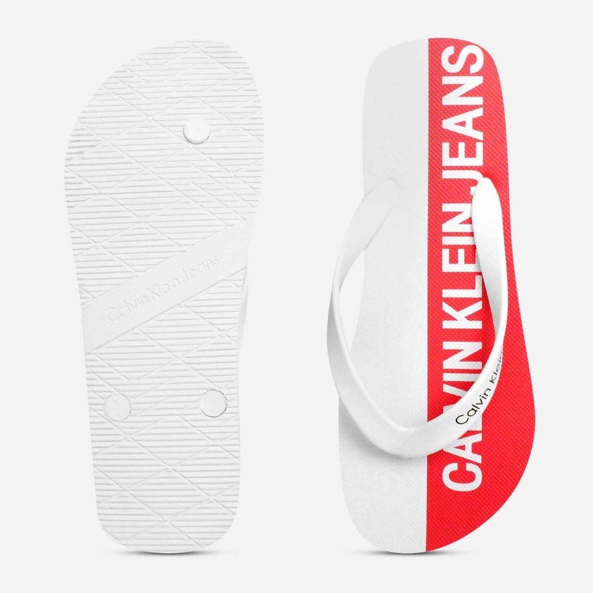 Calvin Klein Mens Errol Flip Flops in Red & White