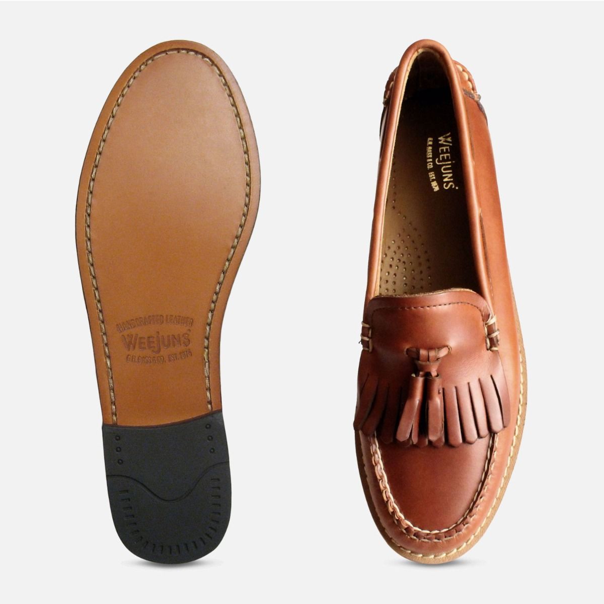 Waxy Brown Ladies Bass Tassel Fringe Loafer