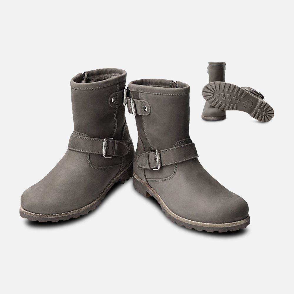 Panama Jack Igloo Fur Felina Buckle Boots in Grey