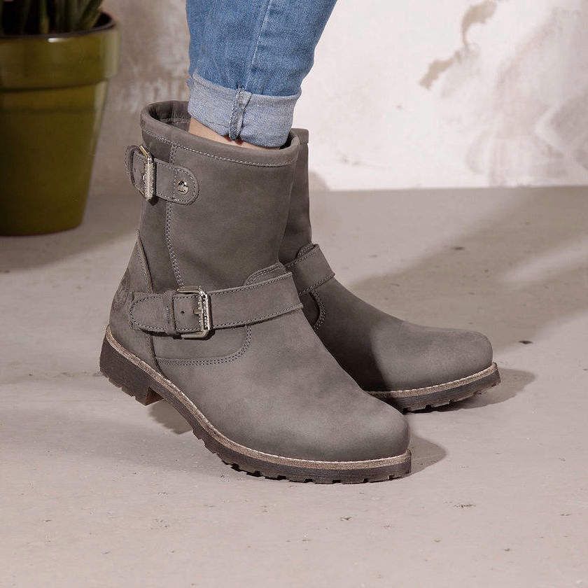 Panama Jack Igloo Fur Felina Buckle Boots in Grey