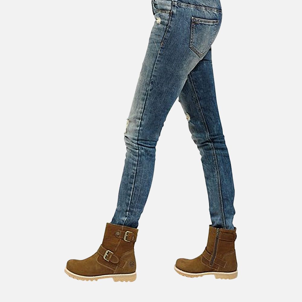 Panama Jack Ladies Feline Zip Boots in Brown Nubuck