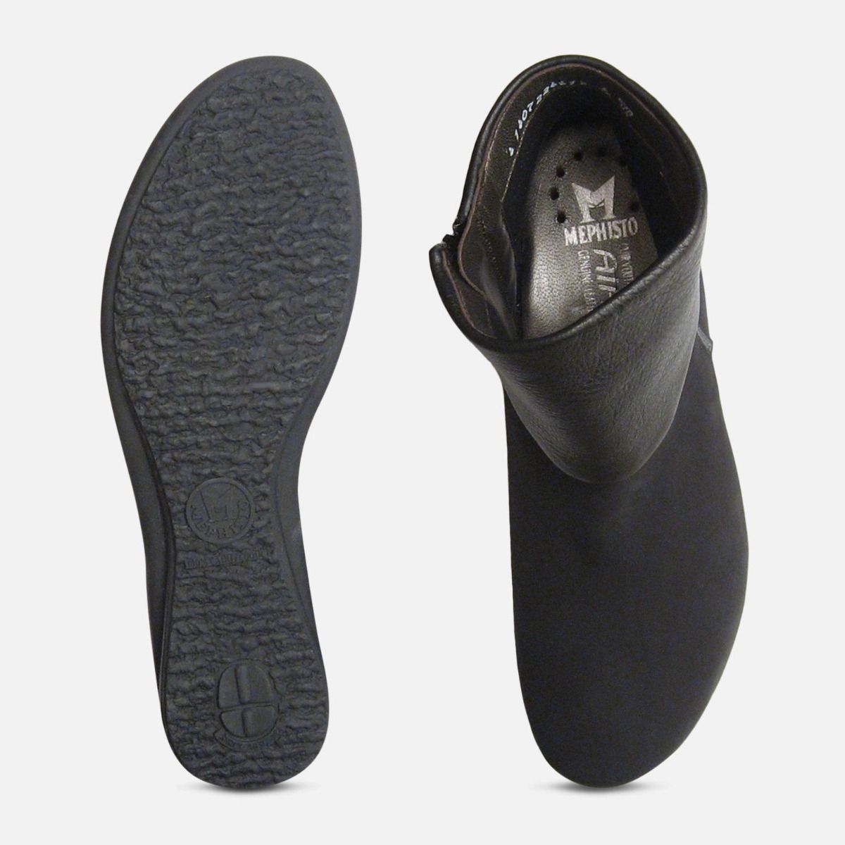 Mephisto Ladies Fiducia Black Nubuck Zip Boots