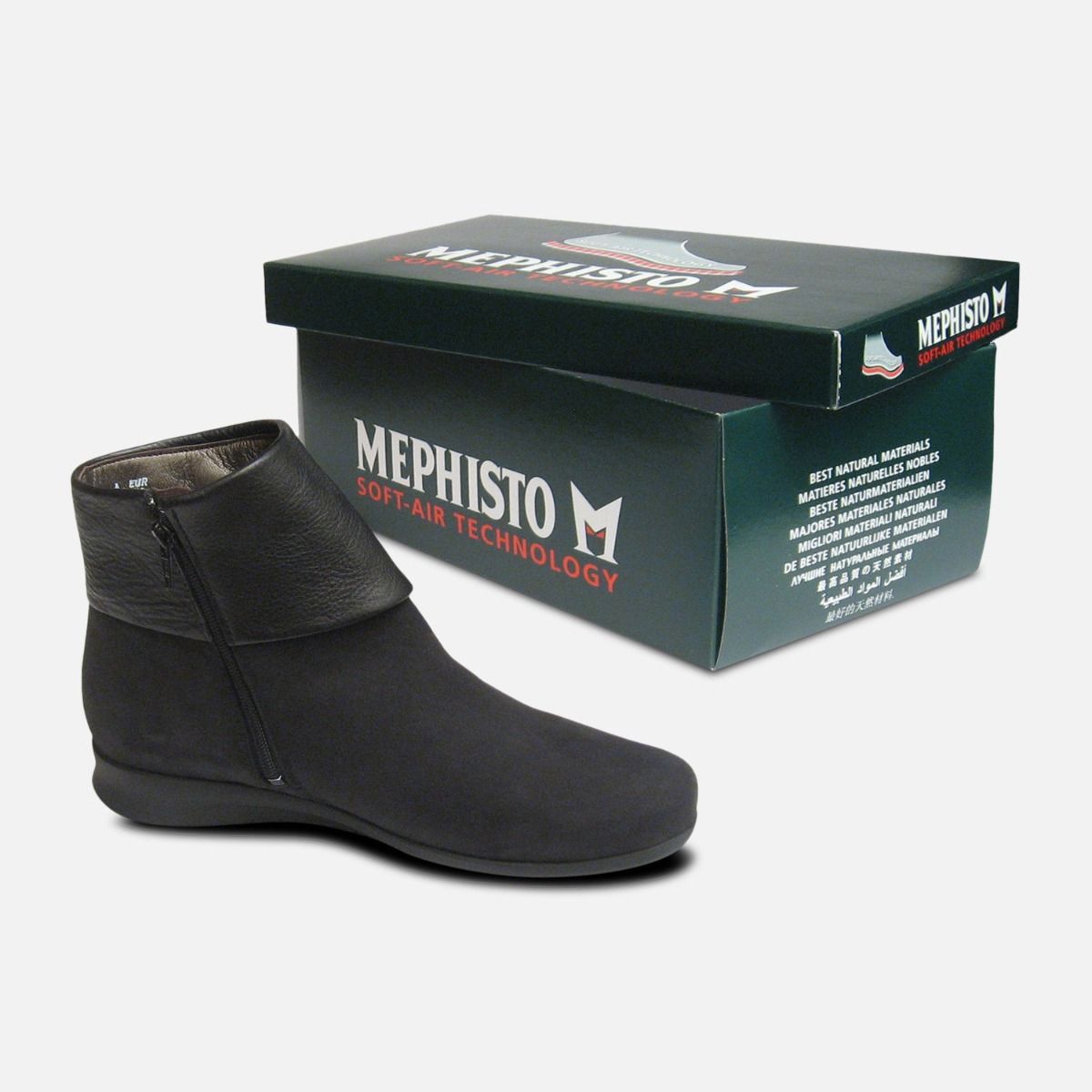 Mephisto Ladies Fiducia Black Nubuck Zip Boots