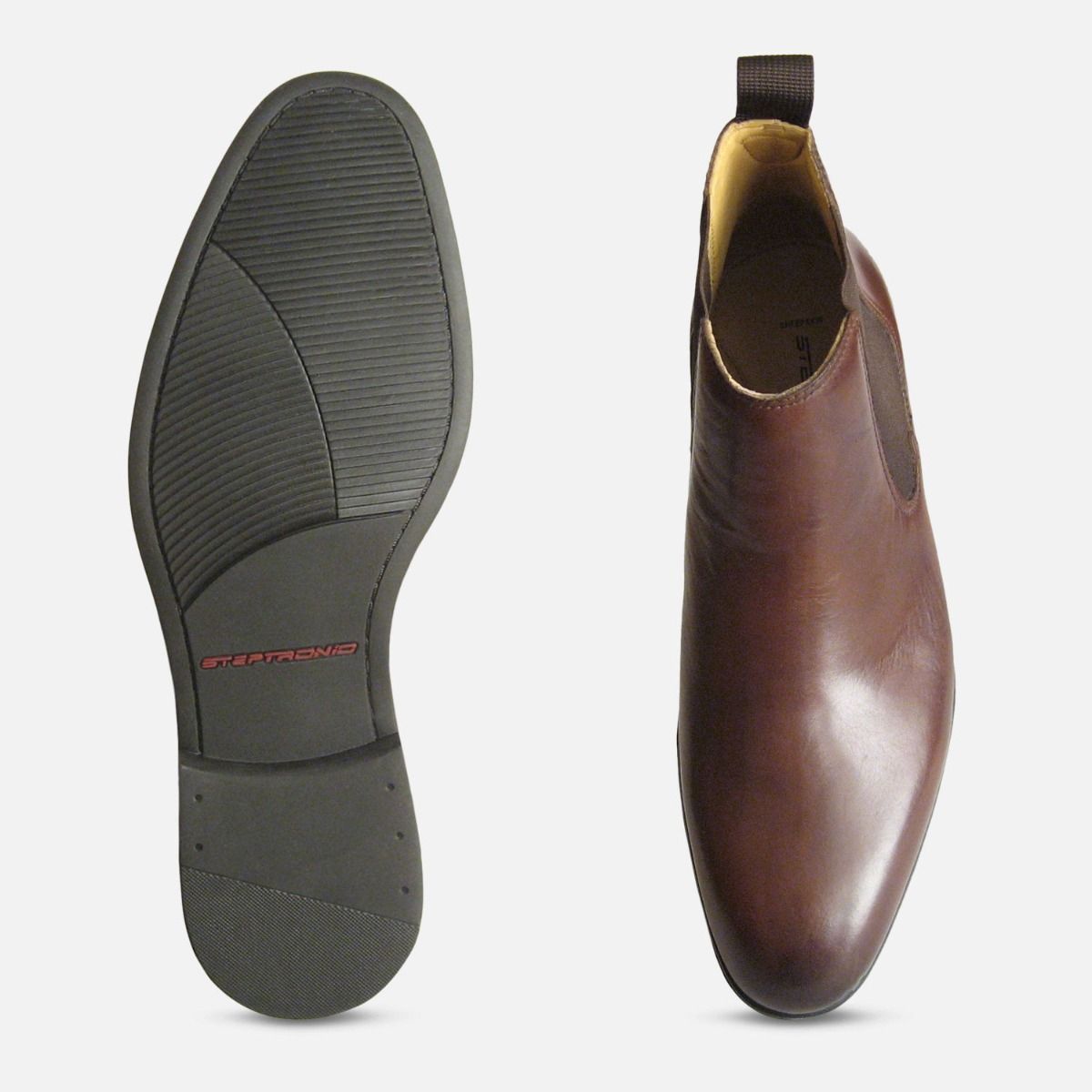 Steptronic Dark Conker Brown Mens Dealer Boots with Rubber Sole