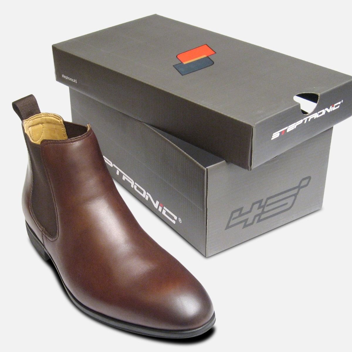 Steptronic Dark Conker Brown Mens Dealer Boots with Rubber Sole