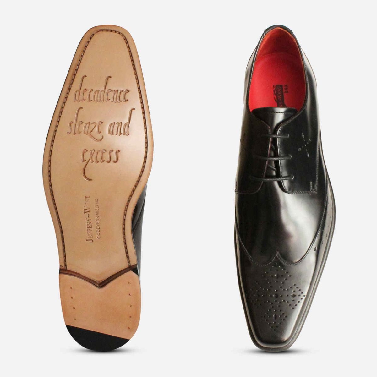 Jeffery West Formal Lace Brogue Shoes in Black Polished