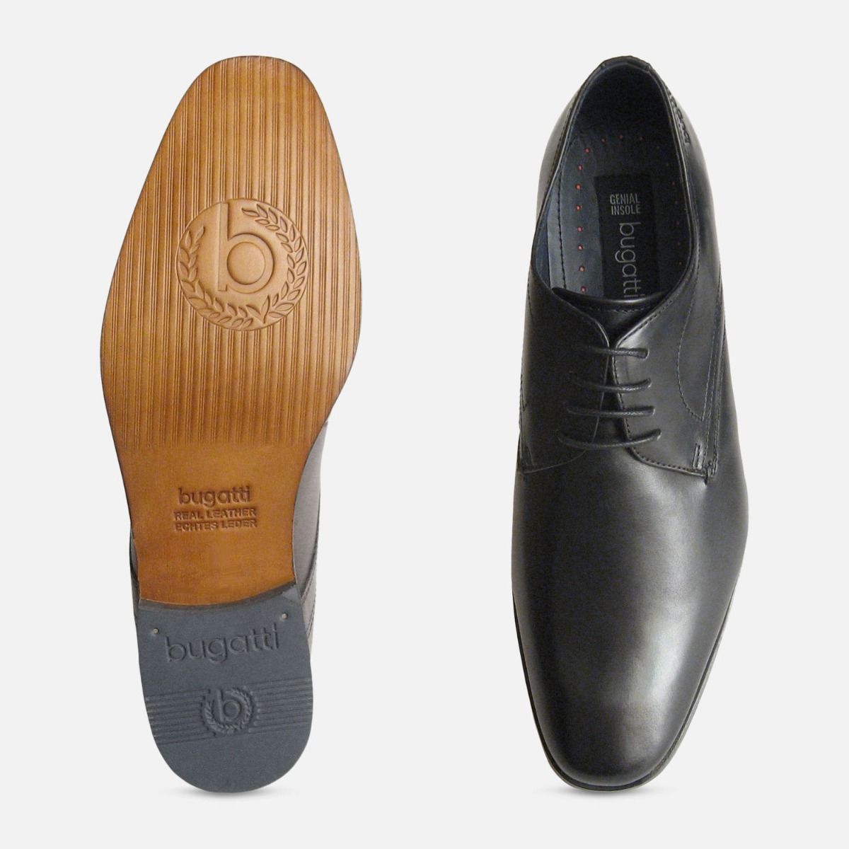 Mens Formal Designer Bugatti Shoes in Black Calf
