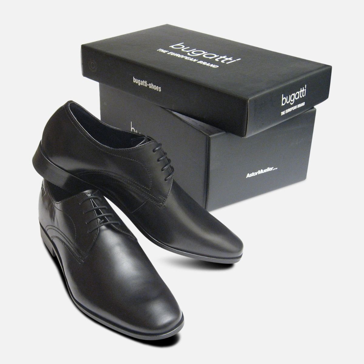 Mens Formal Designer Bugatti Shoes in Black Calf