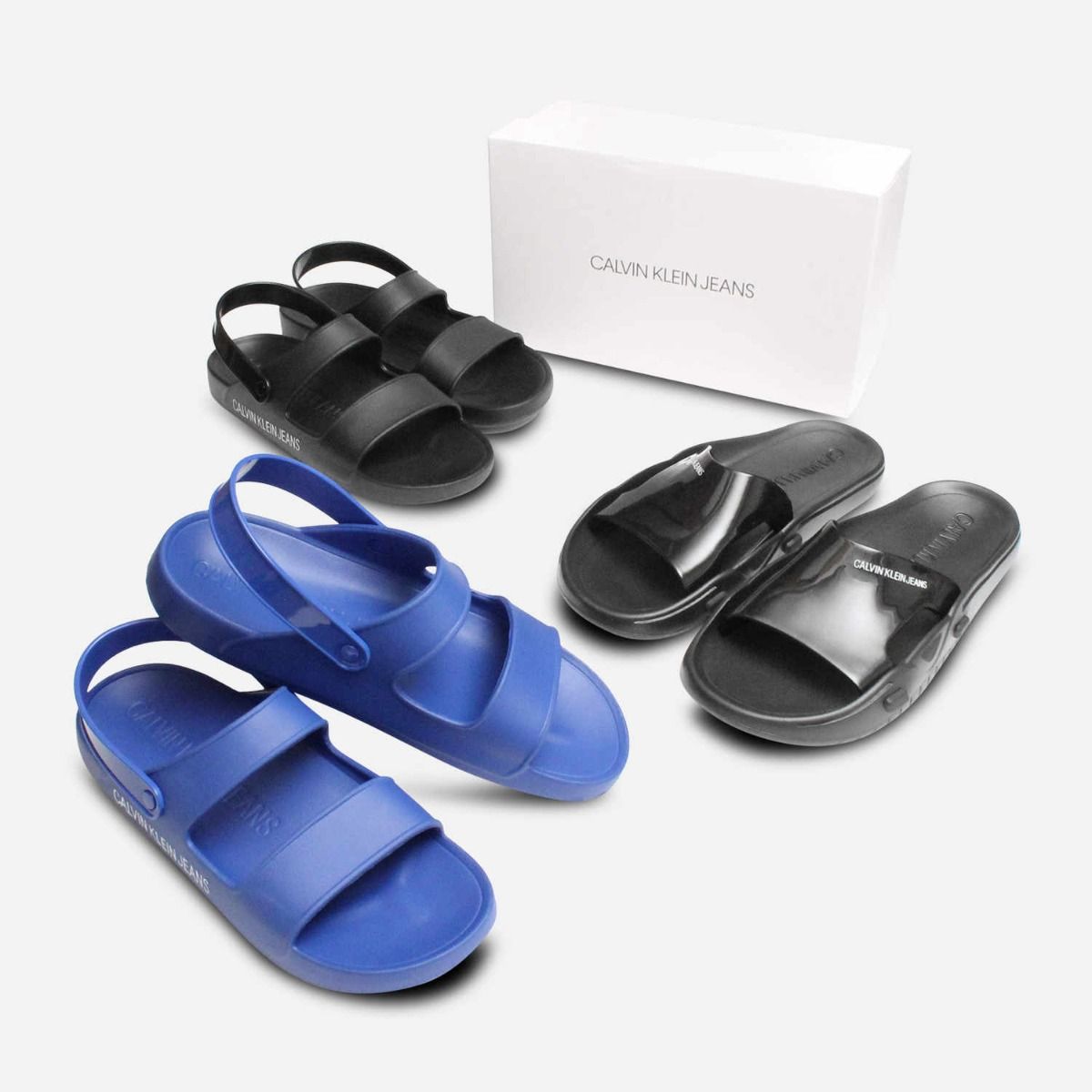 Calvin Klein Designer Black Francesco Rubber Beach Sandals
