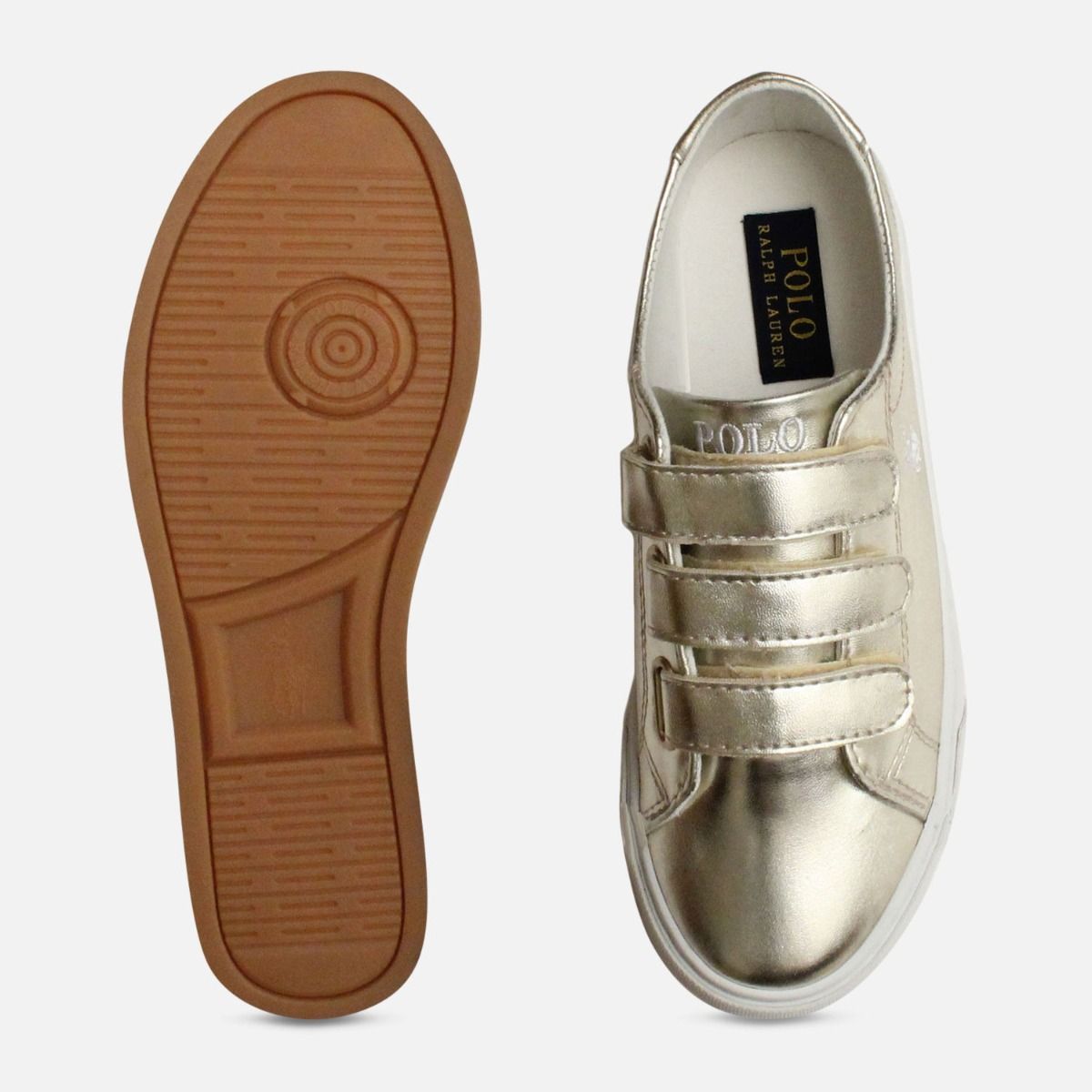 Gold Ralph Lauren Polo Slater EZ Childrens Shoes