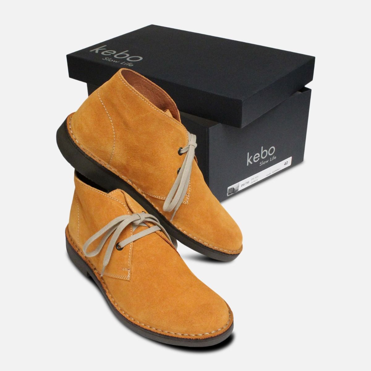Wheat Yellow Suede Mens Italian Desert Boots