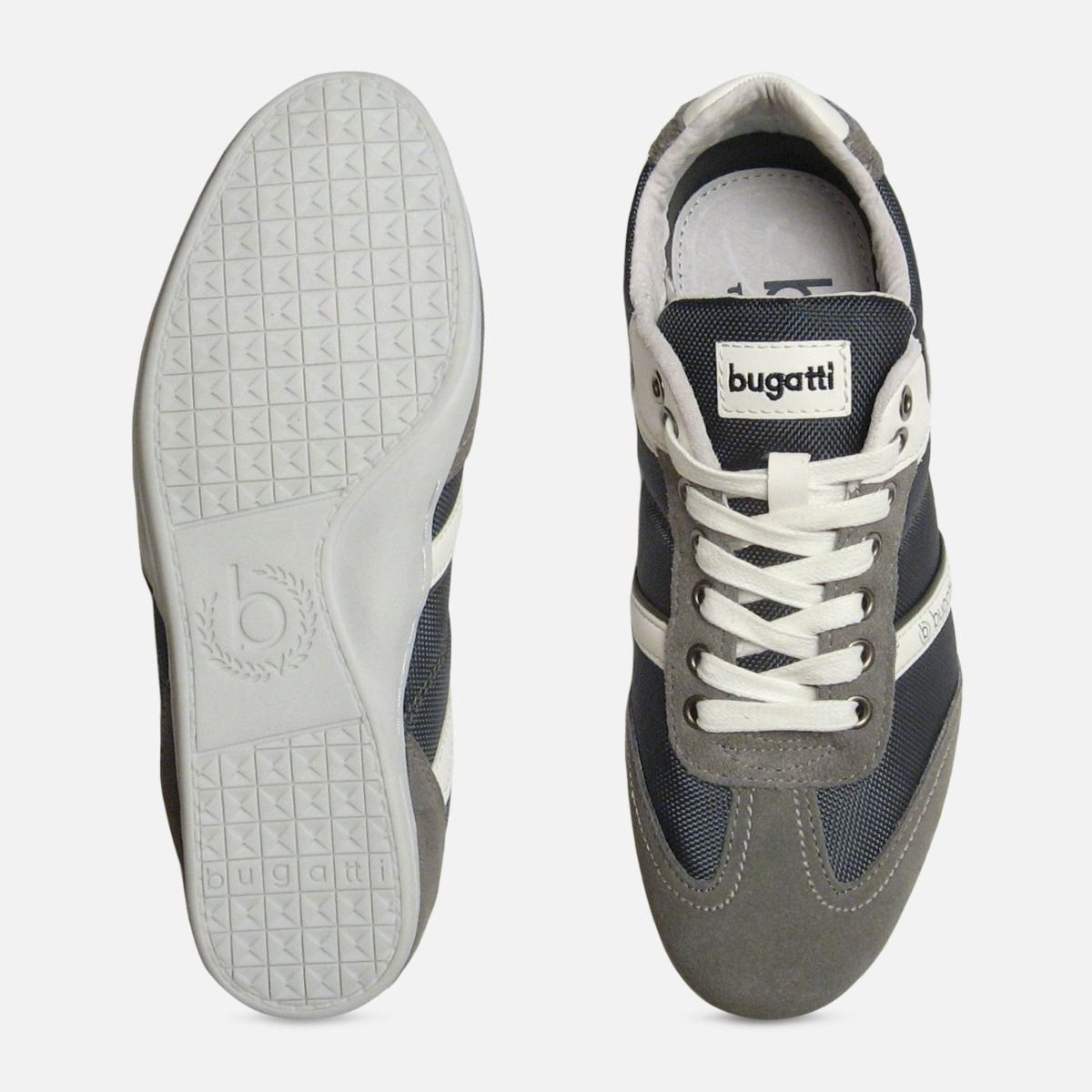 Mens Bugatti Sneakers in Grey Suede Leather Designer Trainers