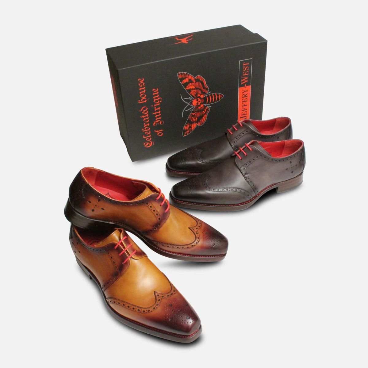 Jeffery West Red Stitched Grey Leather Brogues