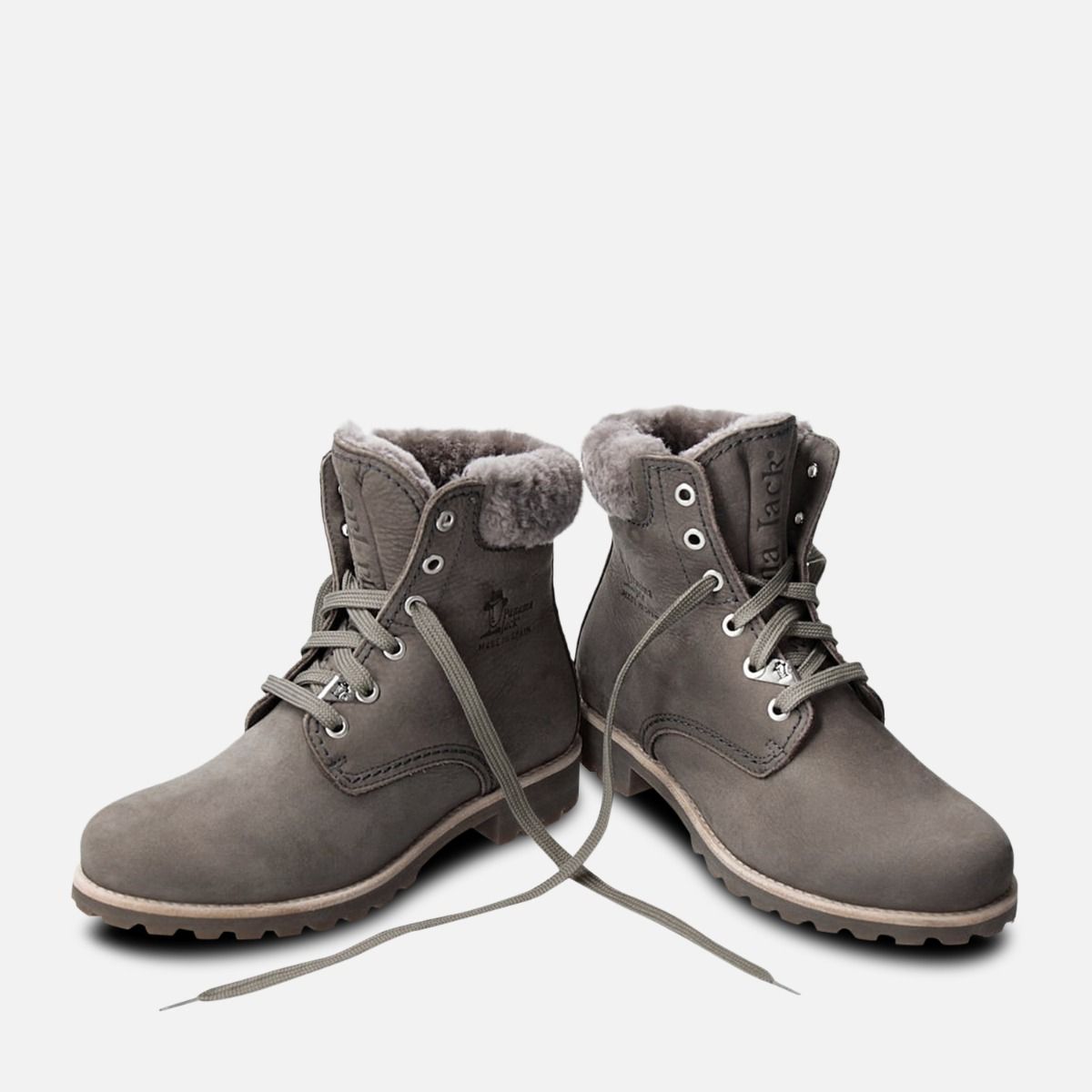 Panama Jack 03 Grey Igloo Fur Lined Lace Up Boot