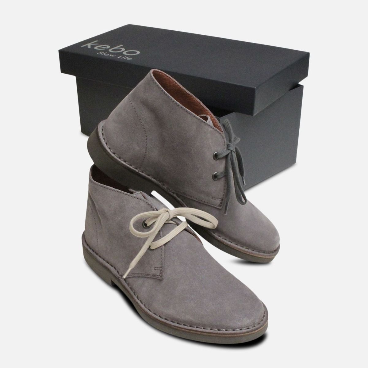 Ash Grey Italian Suede Desert Boots by Arthur Knight