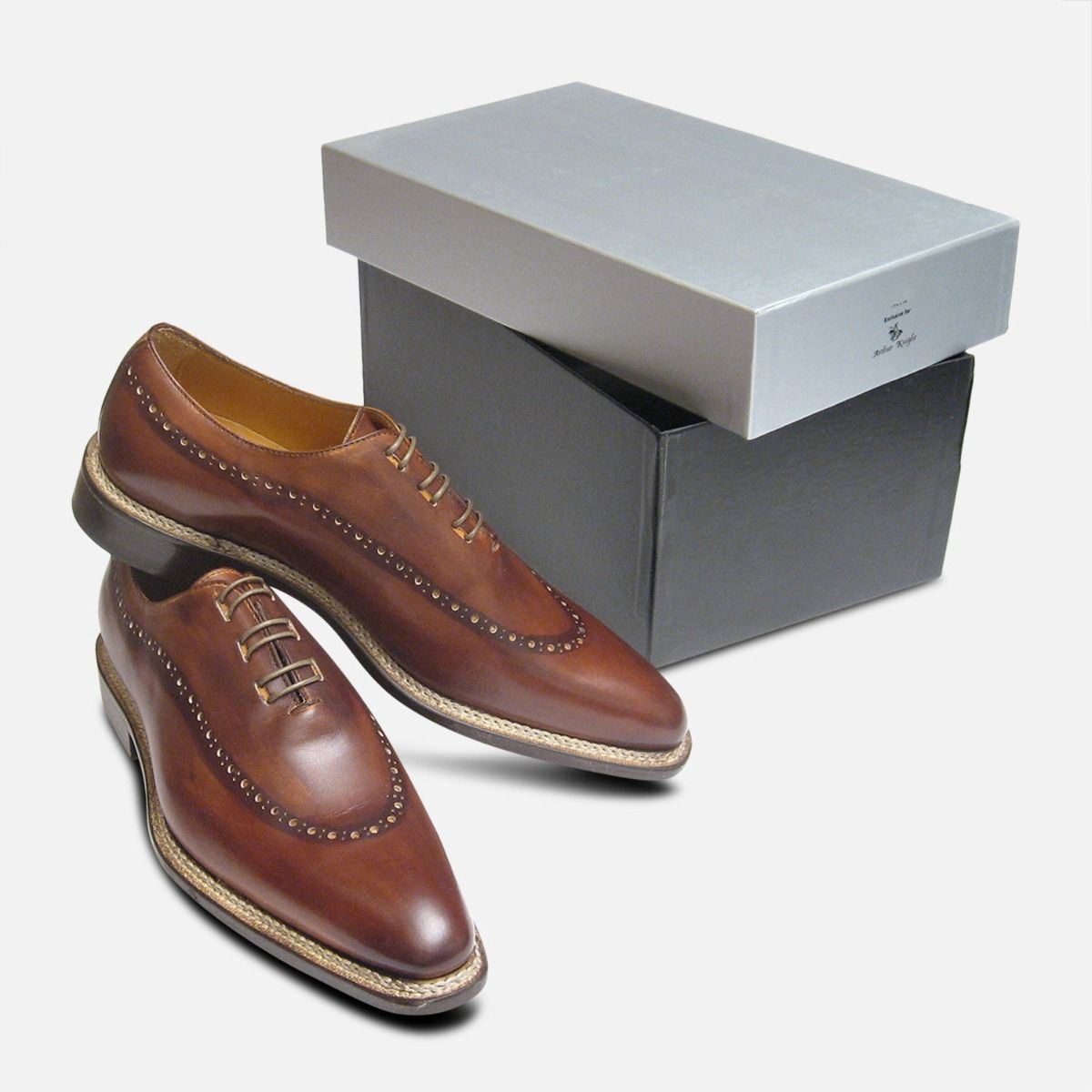 Hand Made Whole Cut Designer Brown Mens Shoes by Arthur Knight