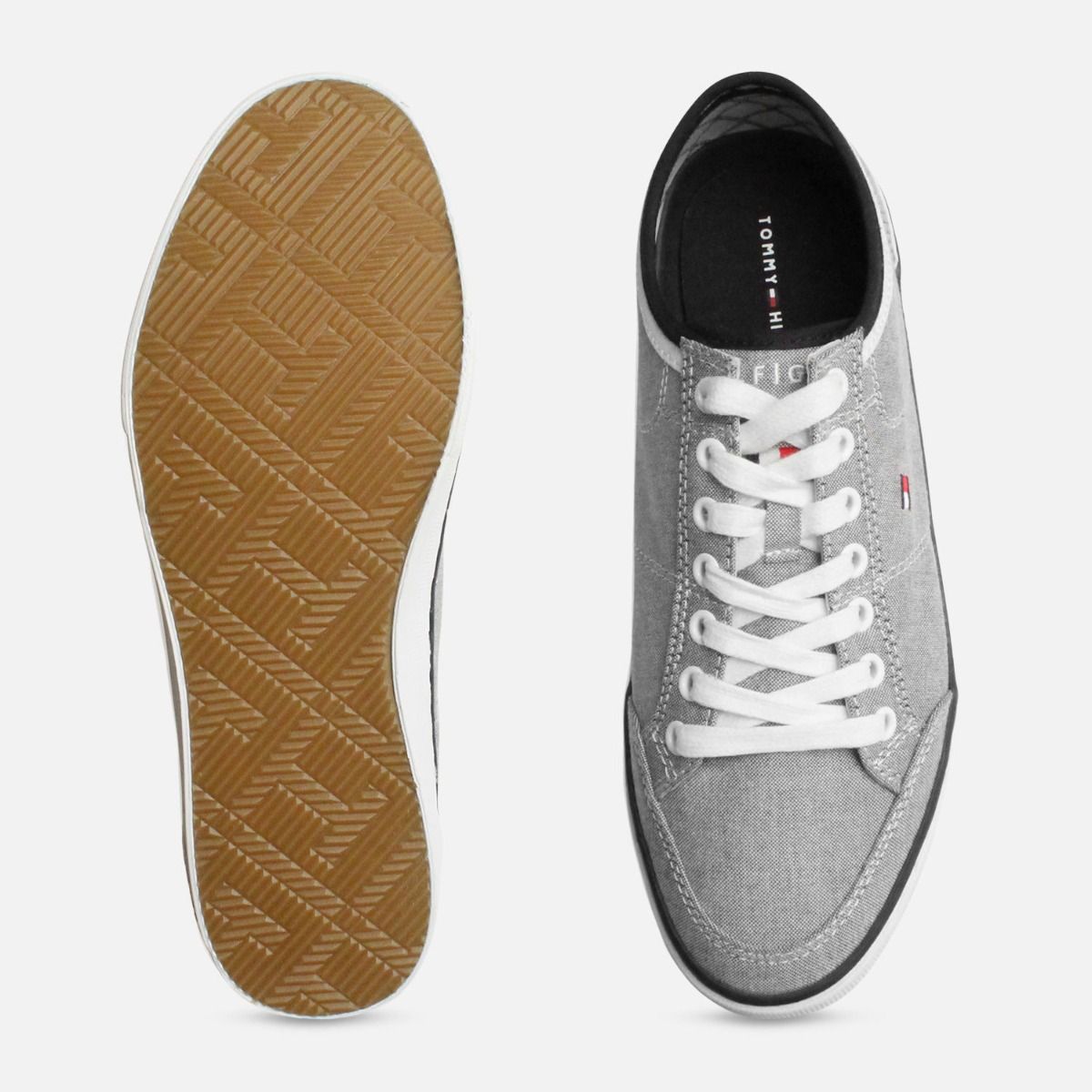 Tommy Hilfiger Grey Lace Up Harrington Sneakers for Men