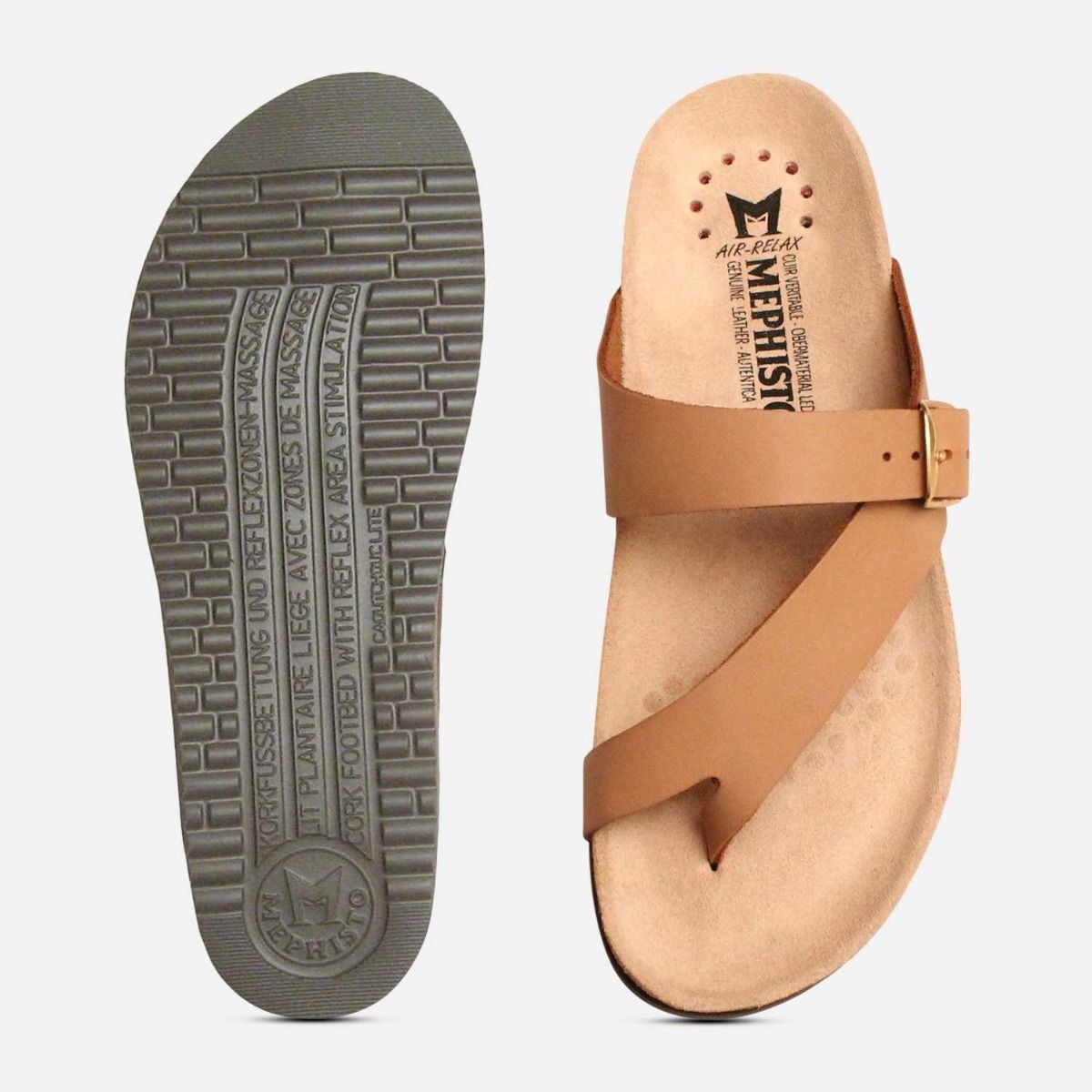 Mephisto Helen Sandals in Camel Nubuck Leather