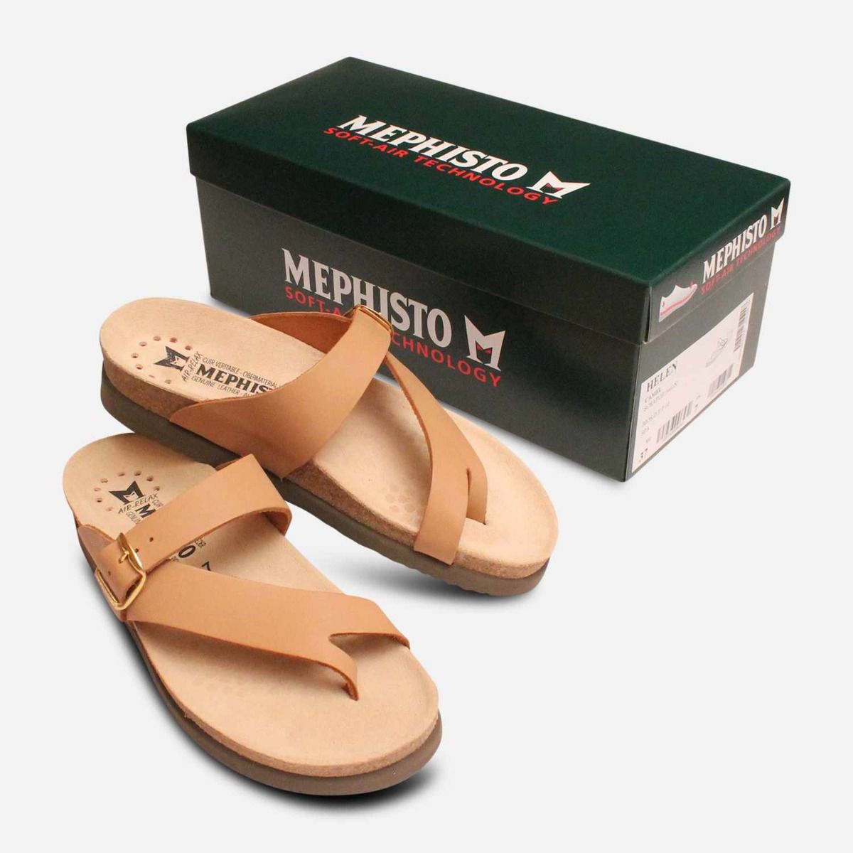 Mephisto Helen Sandals in Camel Nubuck Leather