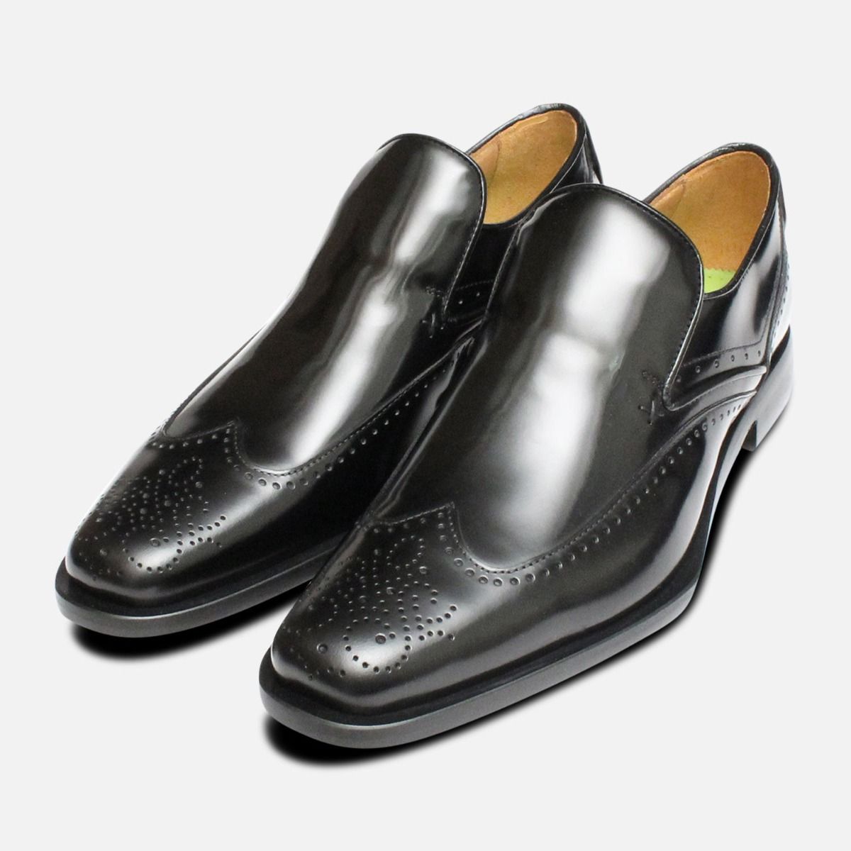 Oliver Sweeney Shoes Black Polished Brogue Loafers