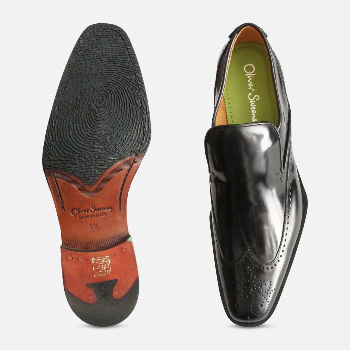 Oliver Sweeney Shoes Black Polished Brogue Loafers