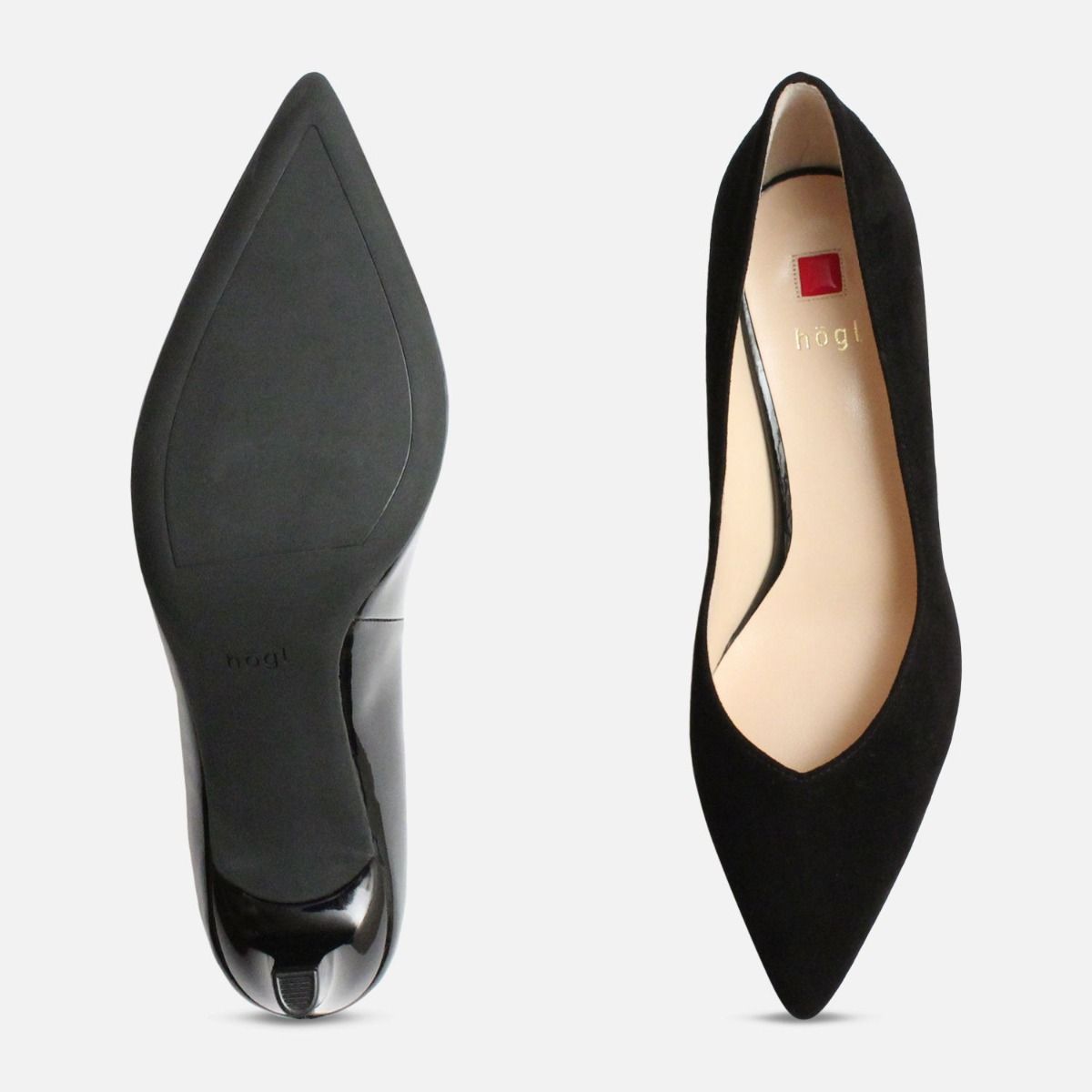 Hogl Black Suede Pointed Toe Ladies Heeled Shoes