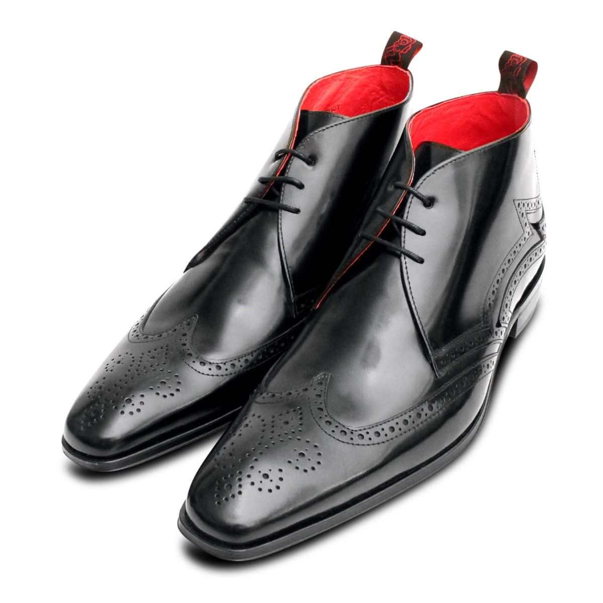 Jeffery West Scarface Black Polished Brogue Chukka Boot display picture 1
