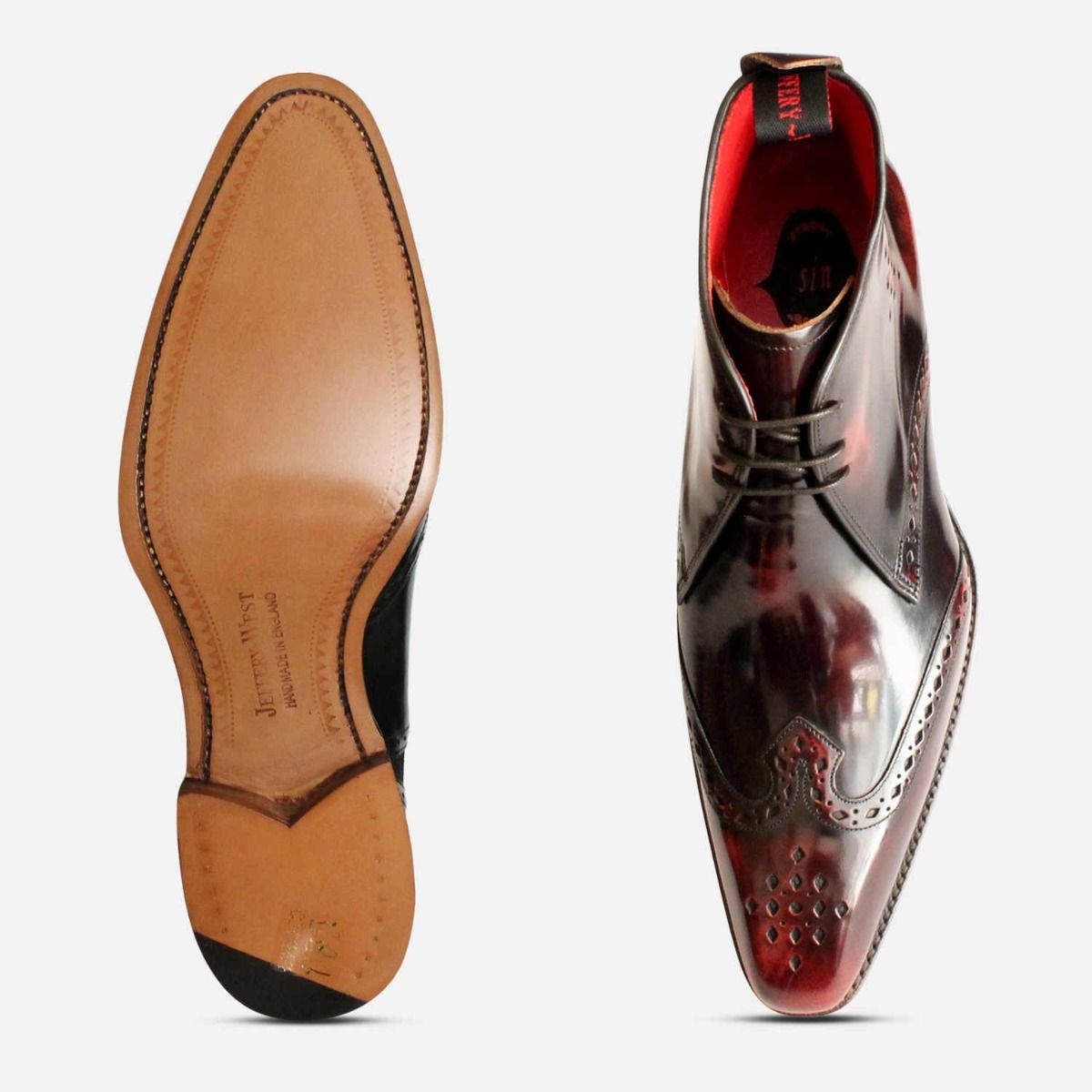 Jeffery West Brandy Polished Diamond Mens Chukka Boots