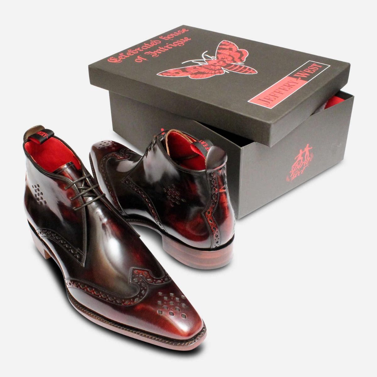 Jeffery West Brandy Polished Diamond Mens Chukka Boots