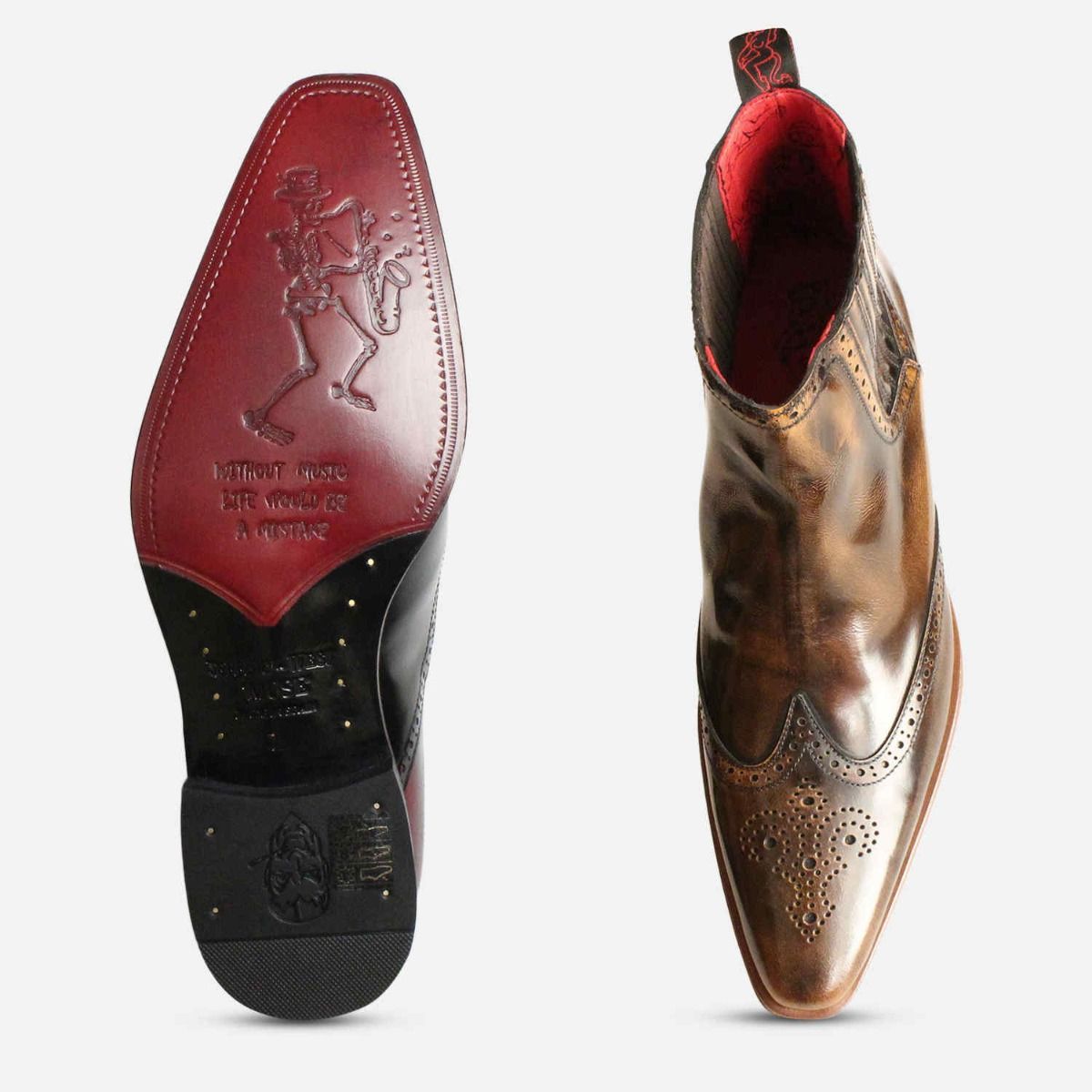 Pointed Dealer Boots by Jeffery West in Brown Polished