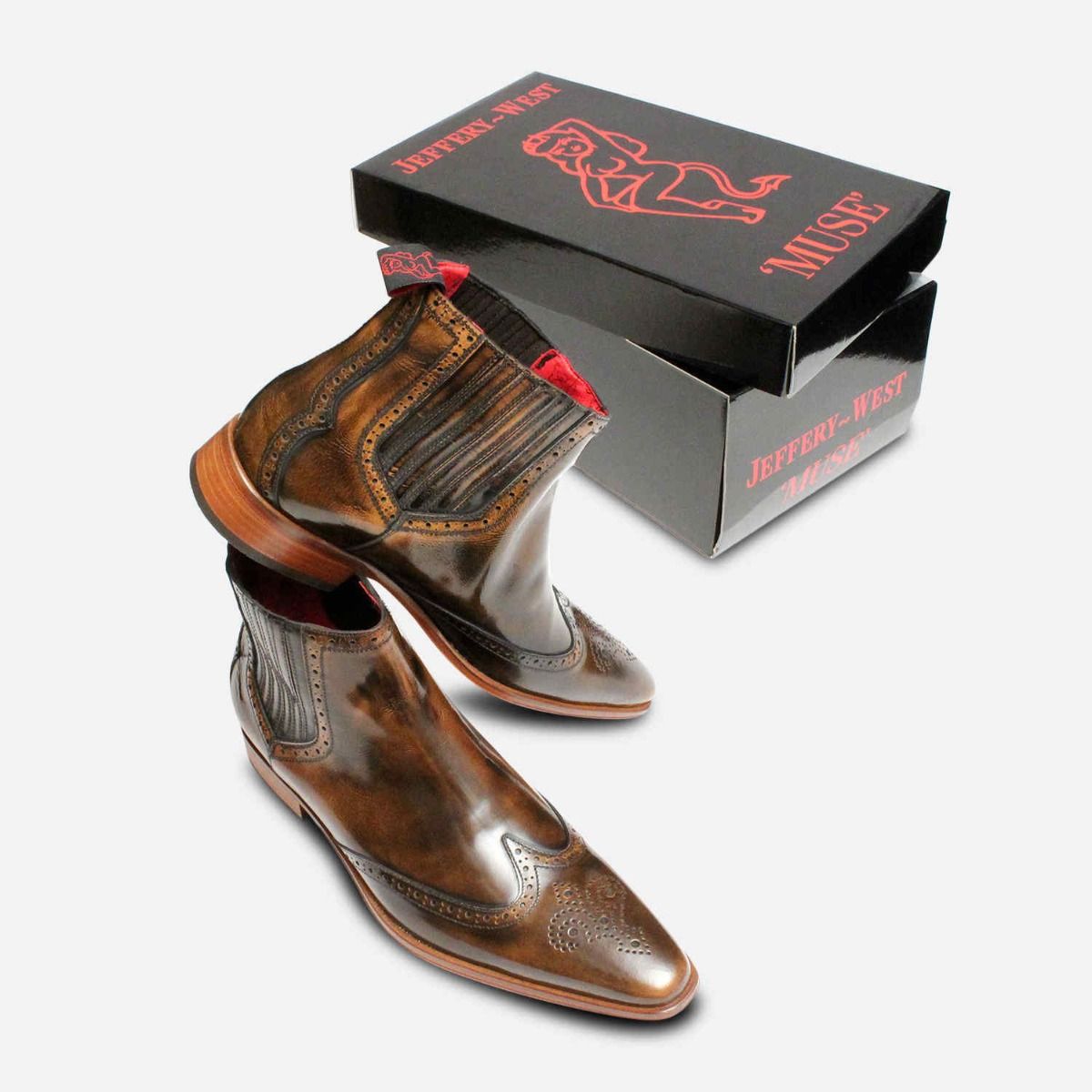 Pointed Dealer Boots by Jeffery West in Brown Polished