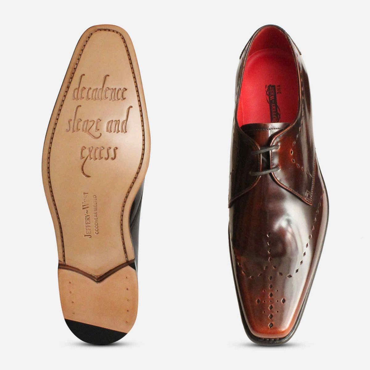 Brown Polished Diamond Brogues by Jeffery West