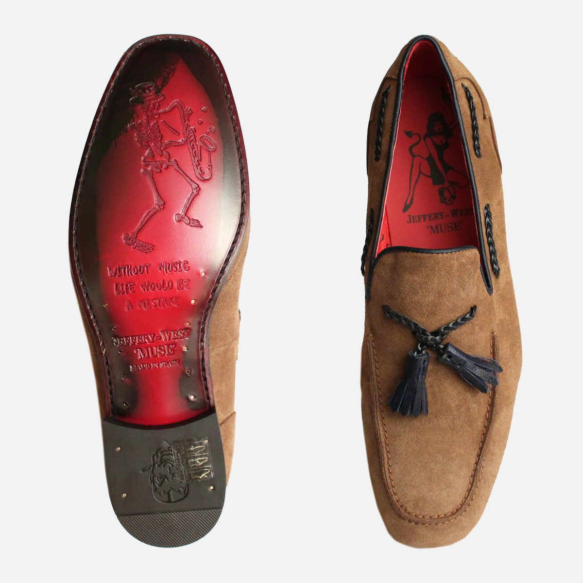 Jeffery West Brown Rhum Suede Luxury Tassel Loafer Shoes