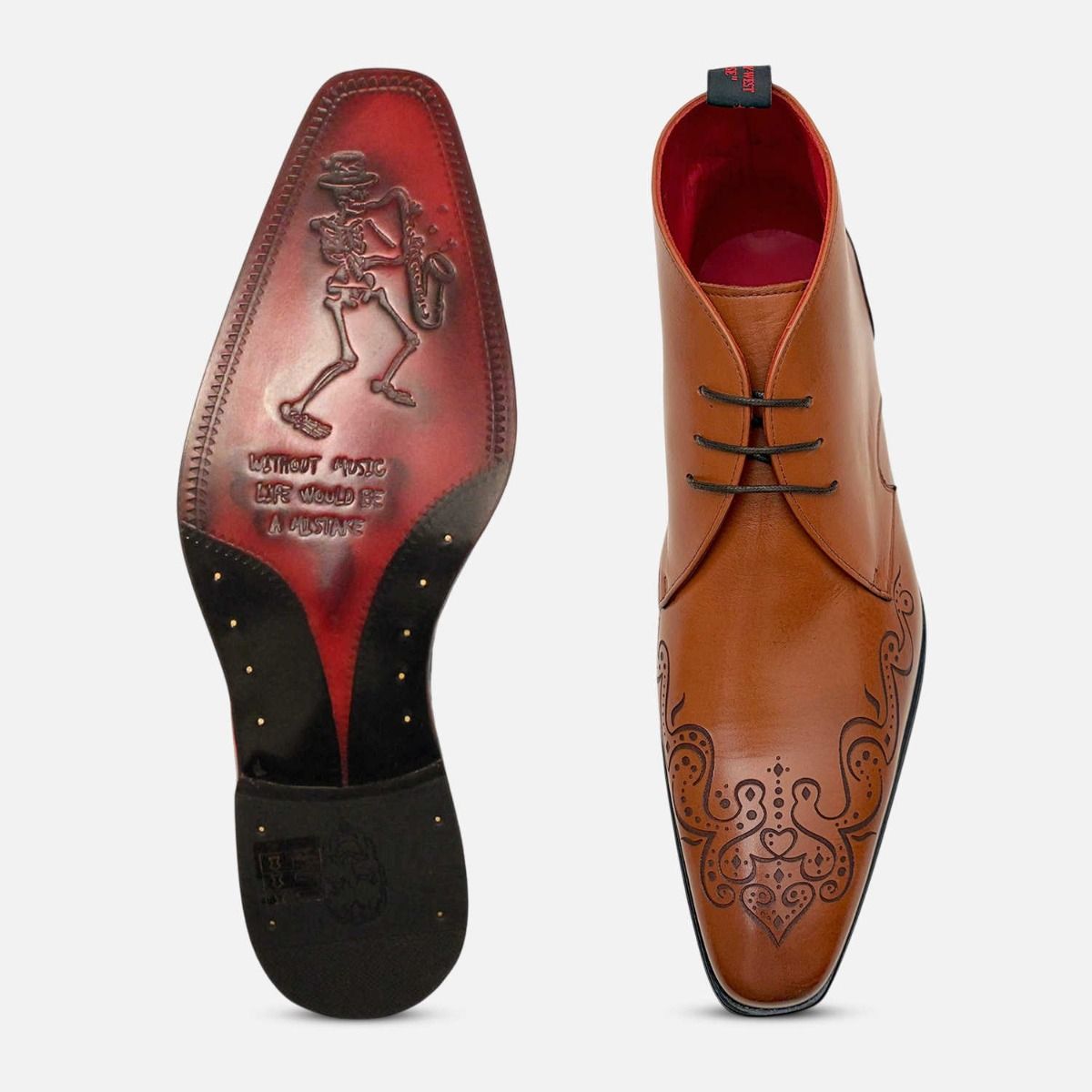 Jeffery West Honey Brown Leather Designer Chukka Boots