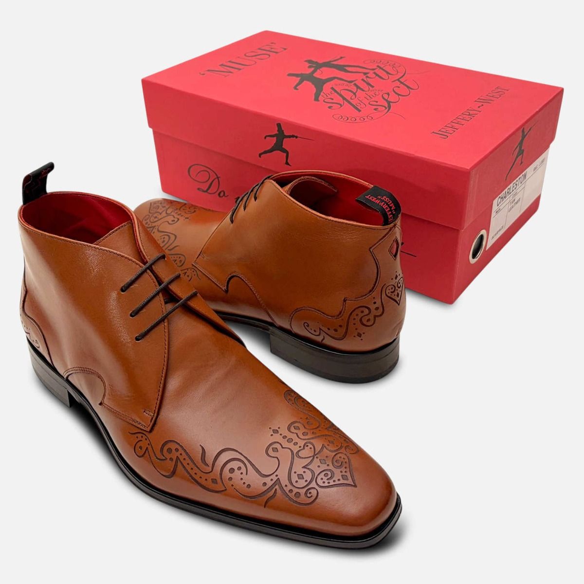 Jeffery West Honey Brown Leather Designer Chukka Boots