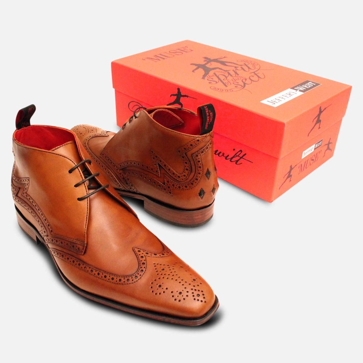 Jeffery West Scarface Wingtip Brogue Chukka Boot in Light Brown