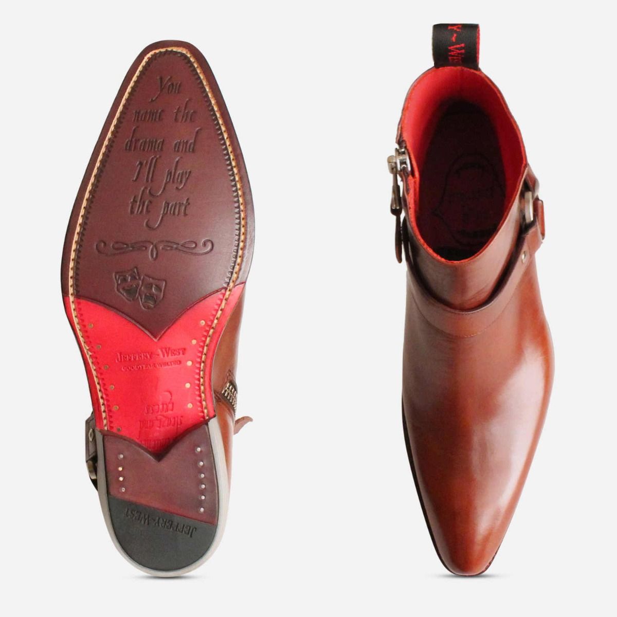 Jeffery West Premium Jailbreak Cuban Heel Zip Boots in Brown