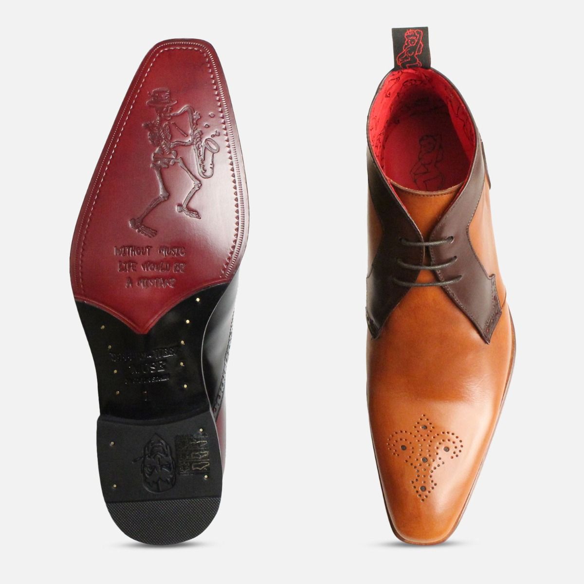 Light Brown Jeffery West Lace Up Brogue Boots for Men