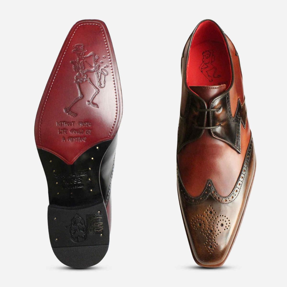 Jeffery West Mens Muse Brogues in Chestnut Brown