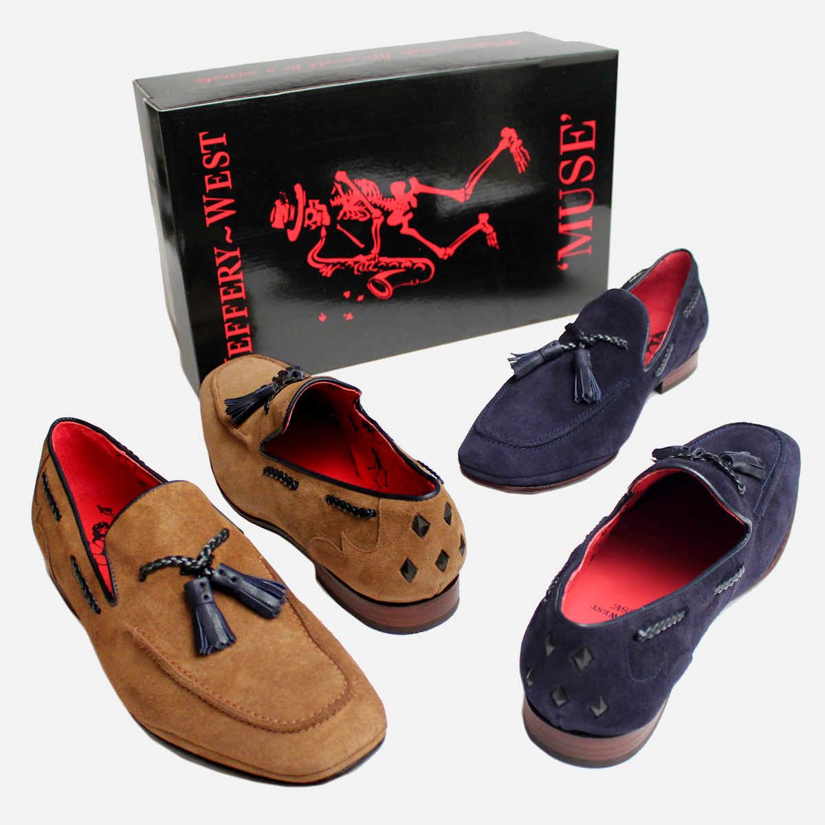 Jeffery West Navy Blue Suede Luxury Tassel Loafer Shoes