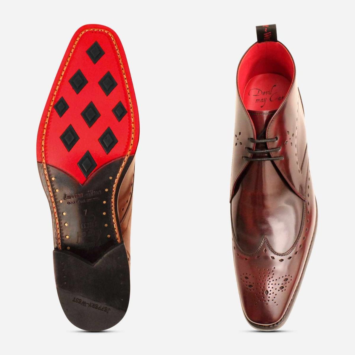 Jeffery West Oxblood Burgundy Leather Mens Brogue Boot