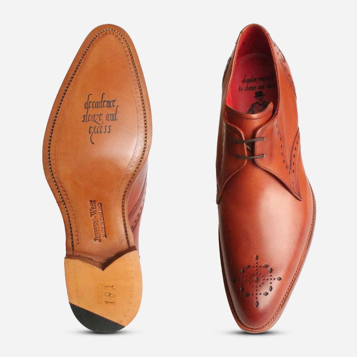 Jeffery West English Brogues in Rosewood Leather