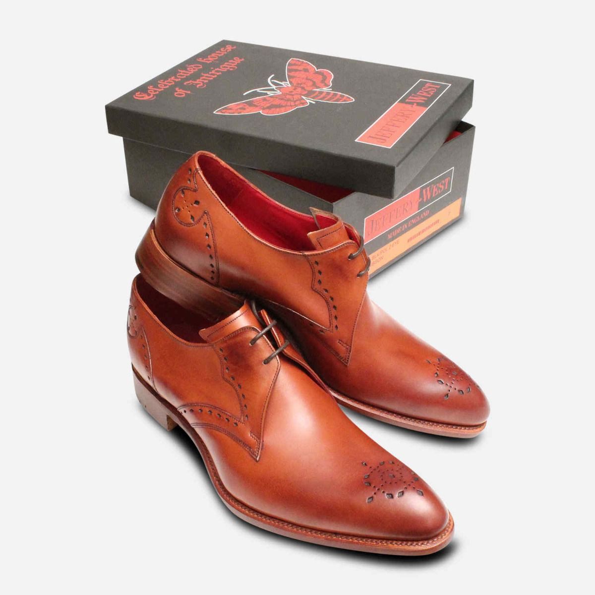 Jeffery West English Brogues in Rosewood Leather