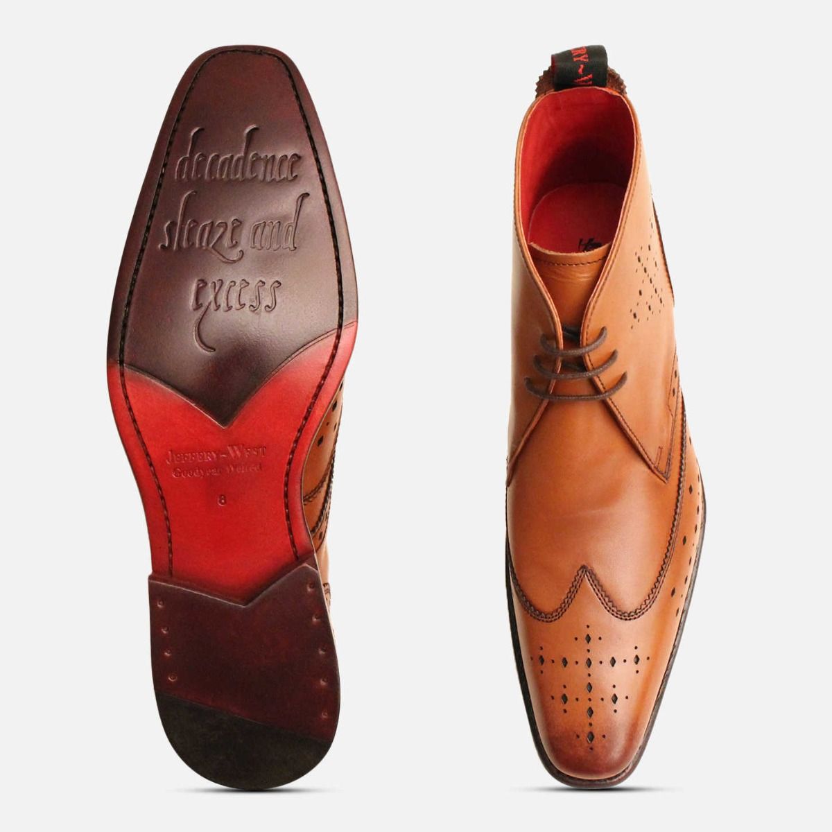 Jeffery West Honey Tan Polished Diamond Lace Up Chukka Boot