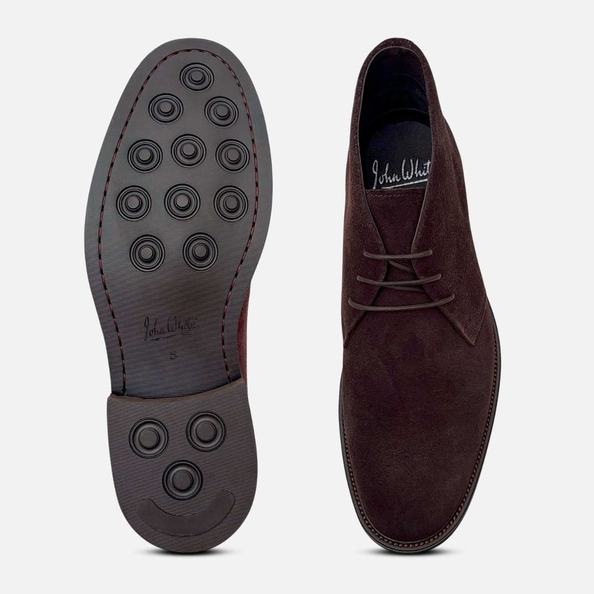 John White Brown Suede Premium Rubber Sole Chukka Boots
