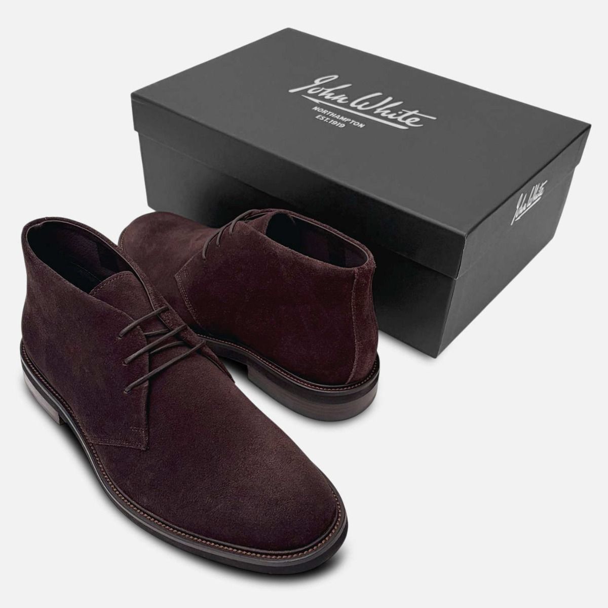 John White Brown Suede Premium Rubber Sole Chukka Boots