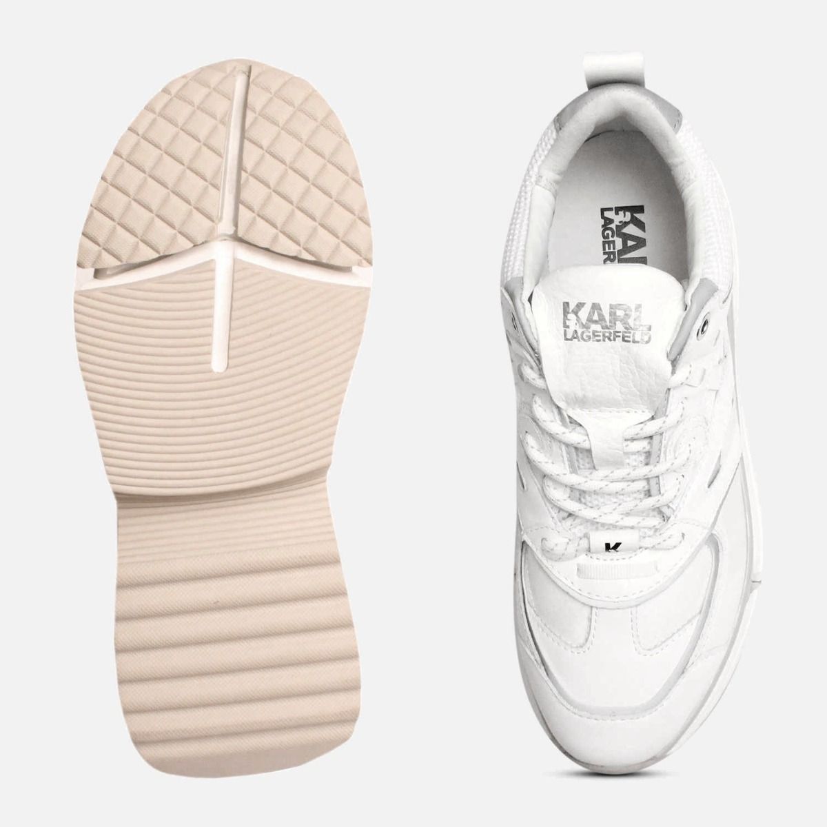 Karl Largerfeld Designer Aventur Sneakers in White Leather