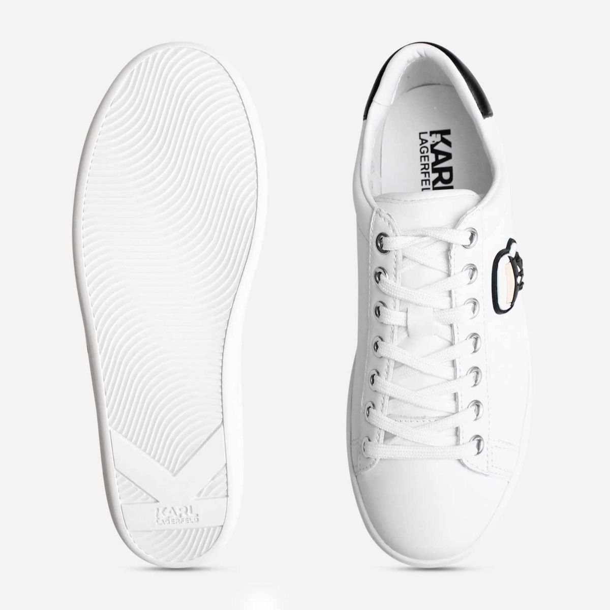 Karl Largerfeld White Designer Kupsole II Shoes in White Leather