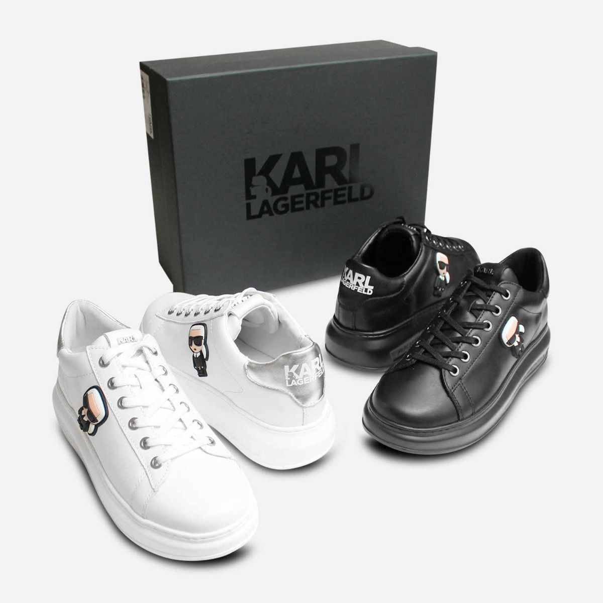Karl Largerfeld Designer Kapri Sneakers in Luxury White Leather